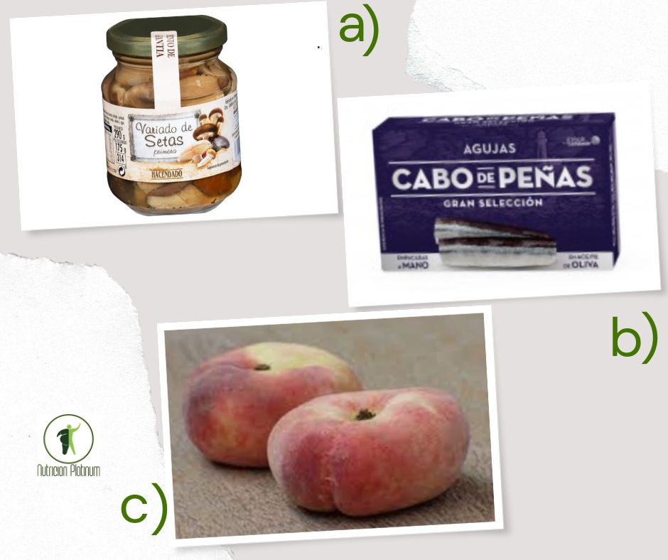 Setas con agujas en conserva y paraguayos.